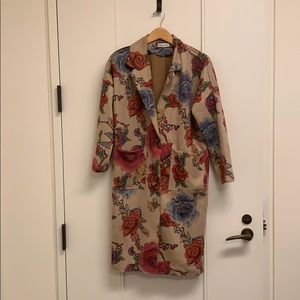 Floral suede duster jacket coat trench